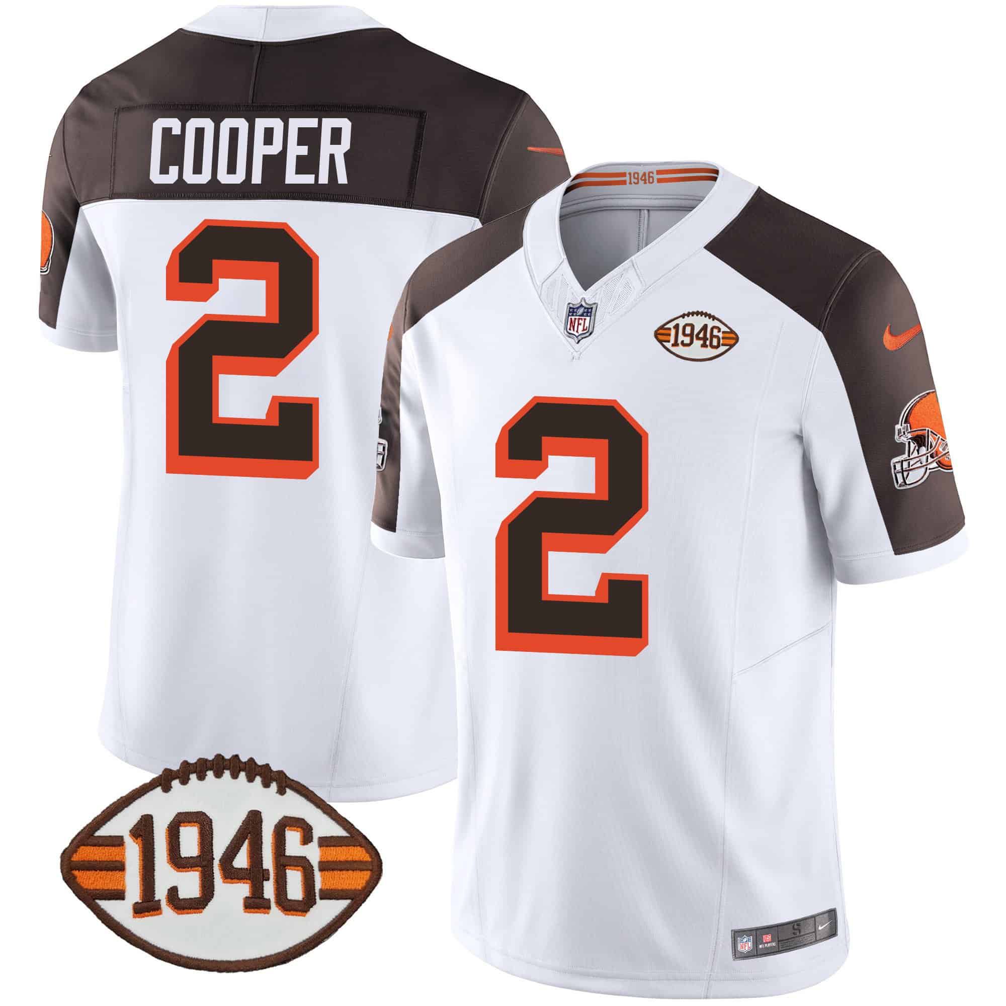 Men Cleveland Browns #2 Cooper White 1946 75th Anniversary Patch 2024 Nike NFL Jersey style 1->indianapolis colts->NFL Jersey